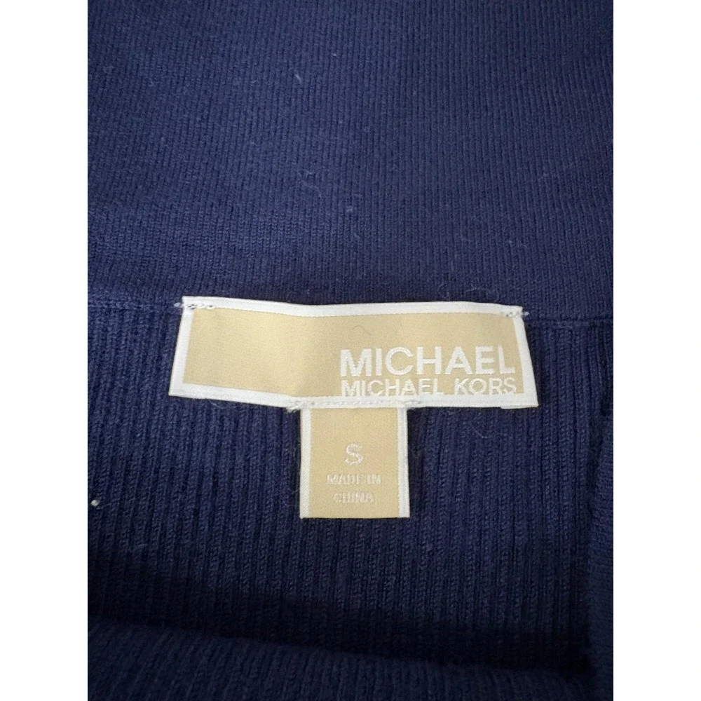 Michael Michael Kors Sweater Womens Small‎ Navy Off Shoulder Lace Up Ribbed Knit